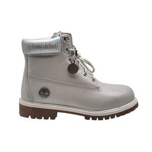 Timberland Metallic Gray Collar Waterproof Premium 6 inch Boots A5SUW‎ Size 7